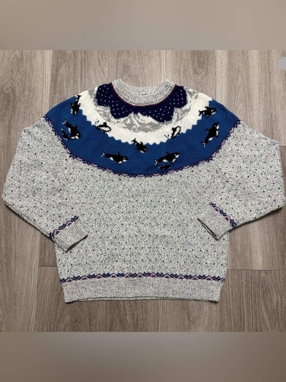 Rare Vintage Woolrich Fair Isle Sweater orca whales